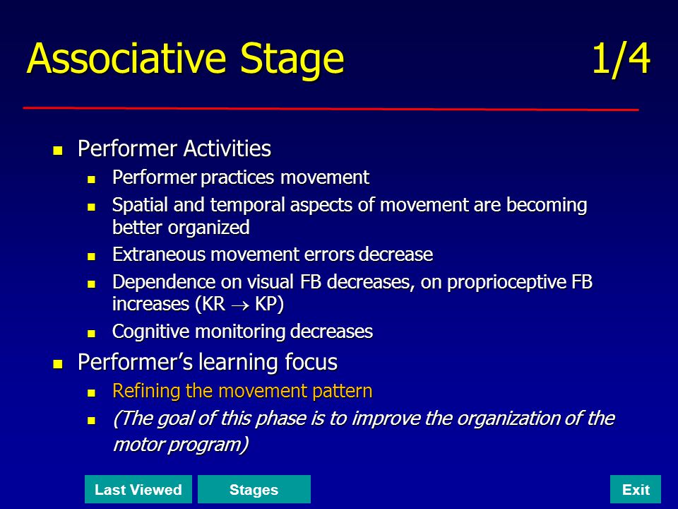 Cognitive stage of motor learning top